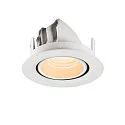 SLV Plafonnier encastré NUMINOS® GIMBLE XS rond, adapté aux postes de travail avec écran IP20, blanche, laqué gradable