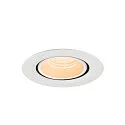 SLV Plafonnier encastré NUMINOS® GIMBLE XS rond, adapté aux postes de travail avec écran IP20, blanche, laqué gradable