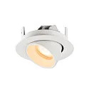 SLV Plafonnier encastré NUMINOS® GIMBLE XS rond, adapté aux postes de travail avec écran IP20, blanche, laqué gradable