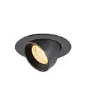 Plafonnier encastré NUMINOS® GIMBLE XS rond, adapté aux postes de travail avec écran IP20, noir, laqué gradable