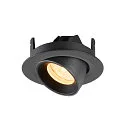 SLV Plafonnier encastré NUMINOS® GIMBLE XS rond, adapté aux postes de travail avec écran IP20, noir, laqué gradable