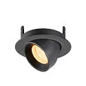 SLV Plafonnier encastré NUMINOS® GIMBLE XS rond, adapté aux postes de travail avec écran IP20, noir, laqué gradable