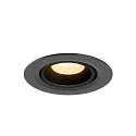 SLV Plafonnier encastré NUMINOS® GIMBLE XS rond, adapté aux postes de travail avec écran IP20, noir, laqué gradable