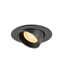 SLV Plafonnier encastré NUMINOS® GIMBLE XS rond, adapté aux postes de travail avec écran IP20, noir, laqué gradable