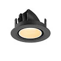 SLV Plafonnier encastré NUMINOS® GIMBLE XS rond, adapté aux postes de travail avec écran IP20, noir, blanche, laqué gradable