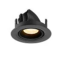 SLV Plafonnier encastré NUMINOS® GIMBLE XS rond, adapté aux postes de travail avec écran IP20, noir, laqué gradable