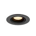 SLV Plafonnier encastré NUMINOS® GIMBLE XS rond, adapté aux postes de travail avec écran IP20, noir, laqué gradable