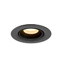 SLV Plafonnier encastré NUMINOS® GIMBLE XS rond, adapté aux postes de travail avec écran IP20, noir, laqué gradable