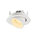 SLV Plafonnier encastré NUMINOS® GIMBLE XS rond, adapté aux postes de travail avec écran IP20, blanche, laqué gradable