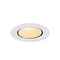 SLV Plafonnier encastré NUMINOS® GIMBLE XS rond, adapté aux postes de travail avec écran IP20, blanche, laqué gradable