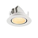 SLV Plafonnier encastré NUMINOS® GIMBLE XS rond, adapté aux postes de travail avec écran IP20, blanche, laqué gradable