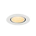 SLV Plafonnier encastré NUMINOS® GIMBLE XS rond, adapté aux postes de travail avec écran IP20, blanche, laqué gradable