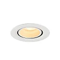SLV Plafonnier encastré NUMINOS® GIMBLE XS rond, adapté aux postes de travail avec écran IP20, blanche, laqué gradable