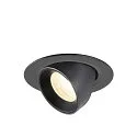 Plafonnier encastré NUMINOS® GIMBLE XS rond, adapté aux postes de travail avec écran IP20, noir, laqué gradable