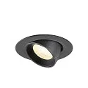 SLV Plafonnier encastré NUMINOS® GIMBLE XS rond, adapté aux postes de travail avec écran IP20, noir, laqué gradable