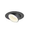 SLV Plafonnier encastré NUMINOS® GIMBLE XS rond, adapté aux postes de travail avec écran IP20, noir, blanche, laqué gradable