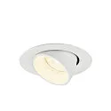 SLV Plafonnier encastré NUMINOS® GIMBLE XS rond, adapté aux postes de travail avec écran IP20, blanche, laqué gradable