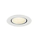 SLV Plafonnier encastré NUMINOS® GIMBLE XS rond, adapté aux postes de travail avec écran IP20, blanche, laqué gradable