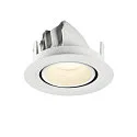SLV Plafonnier encastré NUMINOS® GIMBLE XS rond, adapté aux postes de travail avec écran IP20, blanche, laqué gradable