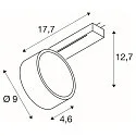 SLV 1-phase spot KALU 2.0 PHASE cylindrical, UGR < 19, with lens optics, cardanic swivelling IP20, white dimmable