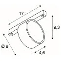 SLV track spot KALU 2.0 DALI cylindrical, DALI controllable, UGR < 19, cardanic swivelling IP20, white dimmable