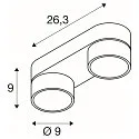 SLV Applique et plafonnier KALU 2.0 DOUBLE PHASE à 2 flammes, UGR < 19, pivotant à la cardan IP20, noir gradable