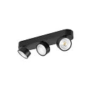 SLV wall and ceiling luminaire KALU 2.0 TRIPLE PHASE 3 flames, UGR < 19, cardanic swivelling IP20, black dimmable