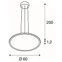 SLV Luminaire à suspension PANEL 60 rond, adapté aux postes de travail avec écran IP20, blanche gradable