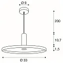 SLV Luminaire à suspension LALU® SET PLATE 33 E27 IP20, noir gradable