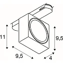 SLV Projecteur triphasé EURO CUBE 2 M PHASE plat, carré, à cardan IP20, noir gradable