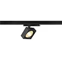 Projecteur triphasé EURO CUBE 2 L PHASE plat, carré, UGR < 19, à cardan IP20, noir gradable