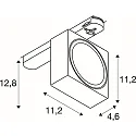 Projecteur triphasé EURO CUBE 2 L DALI plat, carré, contrôlable par DALI, UGR < 19, à cardan IP20, noir, blanche gradable