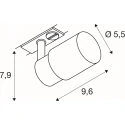 SLV 1-Projecteur monophasé PURI 2.0 TUBE 1PH SET  lot de 1, avec douille GU10 IP20, blanche gradable