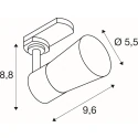 SLV Projecteur triphasé PURI 2.0 CONE 3PH SET  lot de 1, avec adaptateur, conique, avec douille GU10 IP20, noir gradable