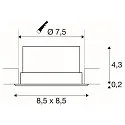SLV VERLUX, Recessed luminaire, LED, 3000K, matt white, 8,5x8,5 cm, 10W