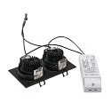 SLV LED Downlight Set NEW TRIA II DL SQUARE Recessed luminaire, 2x6W, 38°, 2700K, incl. driver, clip springs, black