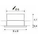 SLV Plafonnier encastré PATTA-I SQUARE angulaire, rigide IP65 / IP20, aluminium brossé gradable