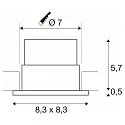 SLV LED Ceiling recessed luminaire PATTA-F, square, 12W, COB LED, 38°, 3000K, IP65, incl. Driver, white