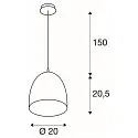 SLV Pendant luminaire PARA CONE 20, round, E27, 230V, copper brushed
