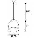 SLV Pendant luminaire PARA CONE 30, round, E27, max. 60W, black/gold