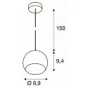 Pendant luminaire LIGHT EYE BALL, LED GU10, max. 6W, black/chrome