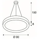 SLV LED Pendant luminaire MEDO RING 90 LED, 58W, 105°, 3000K, white