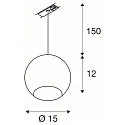 SLV Pendant luminaire LIGHT EYE Spot, GU10, max. 75W, incl. 1-Phase adaptor, white/chrome