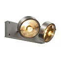 SLV Applique et plafonnier KALU CW DOUBLE QPAR111 à 2 flammes, pivotant à la cardan, avec douille GU10 IP20, aluminium brossé
