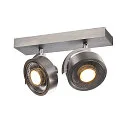 SLV Applique et plafonnier KALU CW DOUBLE QPAR111 à 2 flammes, pivotant à la cardan, avec douille GU10 IP20, aluminium brossé