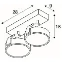 SLV Applique et plafonnier KALU CW DOUBLE QPAR111 à 2 flammes, pivotant à la cardan, avec douille GU10 IP20, aluminium brossé