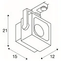 SLV Projecteur triphasé EURO CUBE ON-OFF forme en dé, commutable, à cardan IP20, blanche 