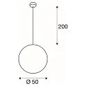 SLV Luminaire à suspension ROTOBALL 50 PD grand, rond, avec diffuseur E27 IP20, gris argent gradable