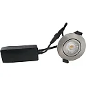 Lumière encastrée LOW PROFILE rond IP54, aluminium brossé gradable 6W 510lm 4000K