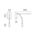 Lampe de lecture CIO 16/3239 avec interrupteur, réglable IP20, blanche
